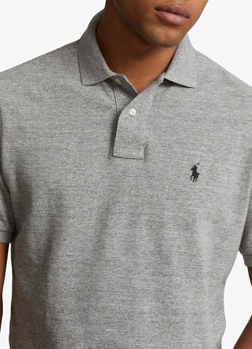 Ralph Lauren Slim fit polo van piqué katoen met logoborduring - detail 7 canterburry heather / grijs