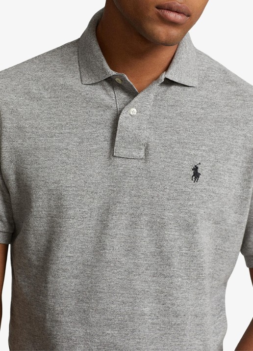 Ralph Lauren Slim fit polo van piqué katoen met logoborduring - detail 9 canterburry heather / grijs