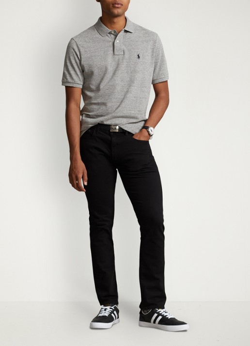 Ralph Lauren Slim fit polo van piqué katoen met logoborduring - voorkant 2 canterburry heather / grijs