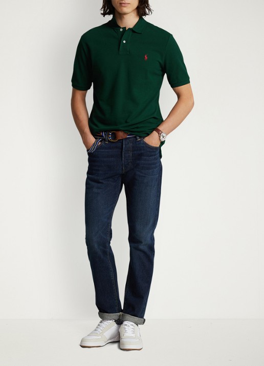 Ralph Lauren Slim fit polo van piqué katoen - voorkant 2 college green / groen
