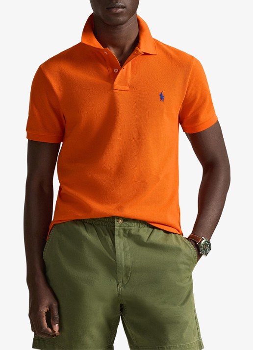 Ralph Lauren Slim fit polo van piqué katoen - detail 4 sailing orange / oranje