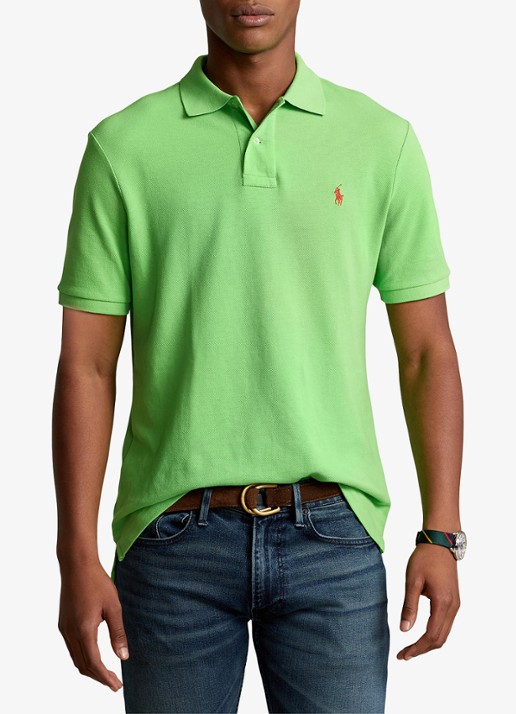 Ralph Lauren Slim fit polo van piqué katoen - detail 3 kiwi lime/c3867