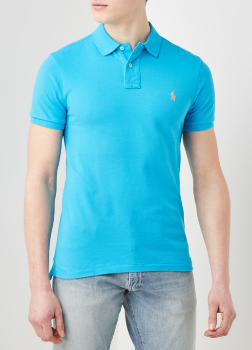 Ralph Lauren Slim fit polo van piqué katoen - detail turquoise nova / blauw