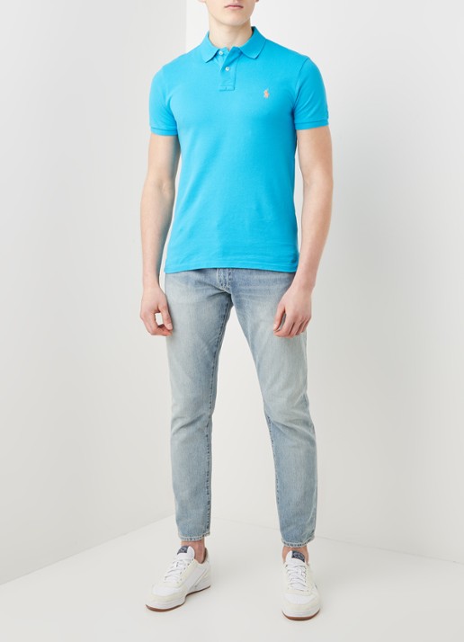 Ralph Lauren Slim fit polo van piqué katoen - voorkant 4 turquoise nova / blauw