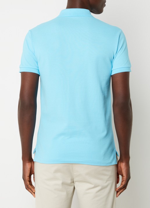Ralph Lauren Slim fit polo van piqué katoen - achterkant 4 turquoise nova / blauw