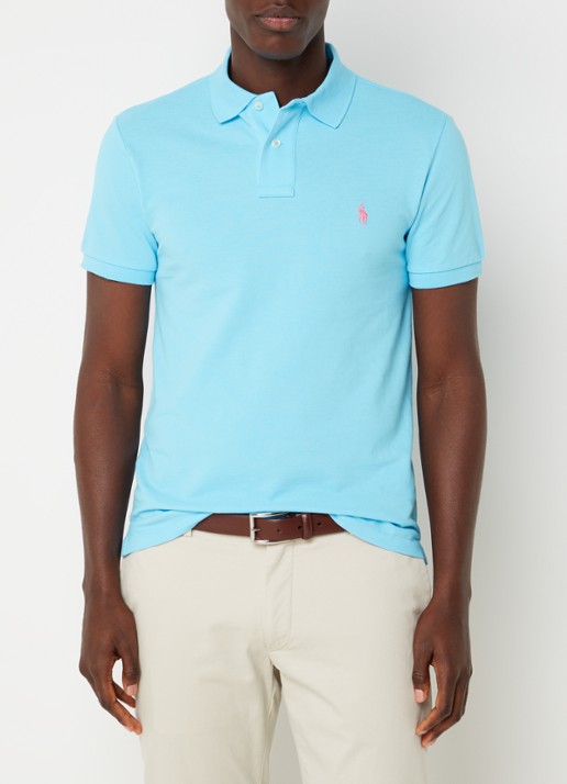 Ralph Lauren Slim fit polo van piqué katoen - detail turquoise nova / blauw