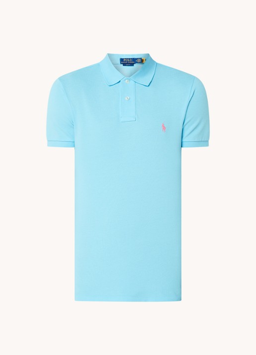Ralph Lauren Slim fit polo van piqué katoen - voorkant 2 turquoise nova / blauw