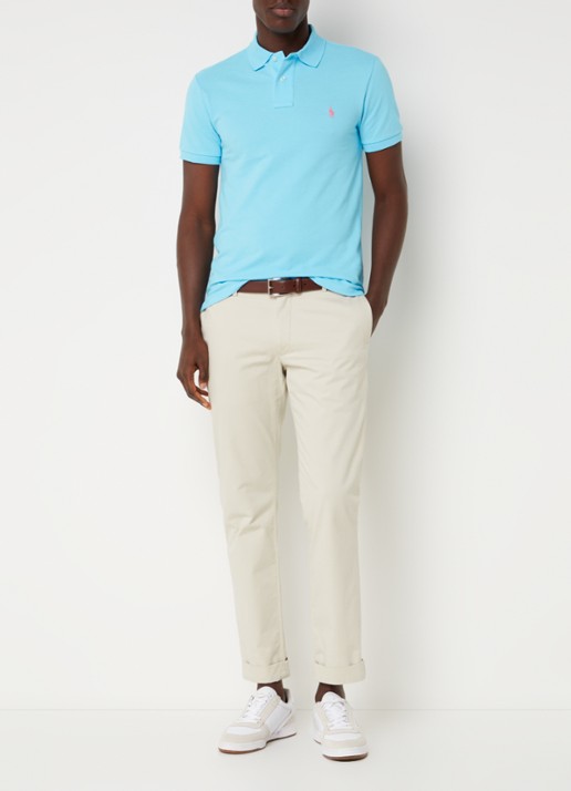 Ralph Lauren Slim fit polo van piqué katoen - voorkant 3 turquoise nova / blauw