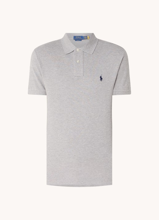 Ralph Lauren Slim fit polo van piqué katoen - voorkant andover heather / grijs