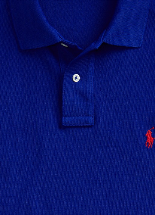 Ralph Lauren Slim fit polo van piqué katoen - detail 4 heritage royal / blauw