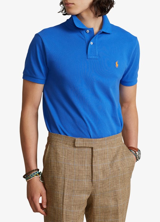 Ralph Lauren Slim fit polo van piqué katoen - detail 4 new iris blue / blauw