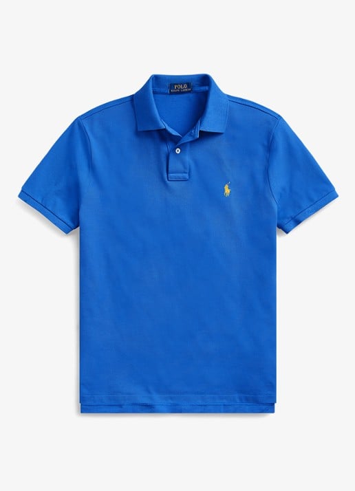 Ralph Lauren Slim fit polo van piqué katoen - voorkant new iris blue / blauw