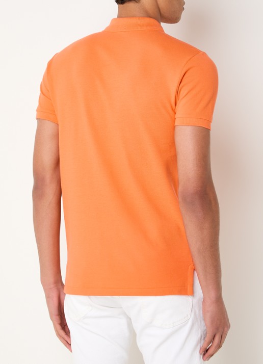 Ralph Lauren Slim fit polo van piqué katoen - achterkant spring melon - oranje