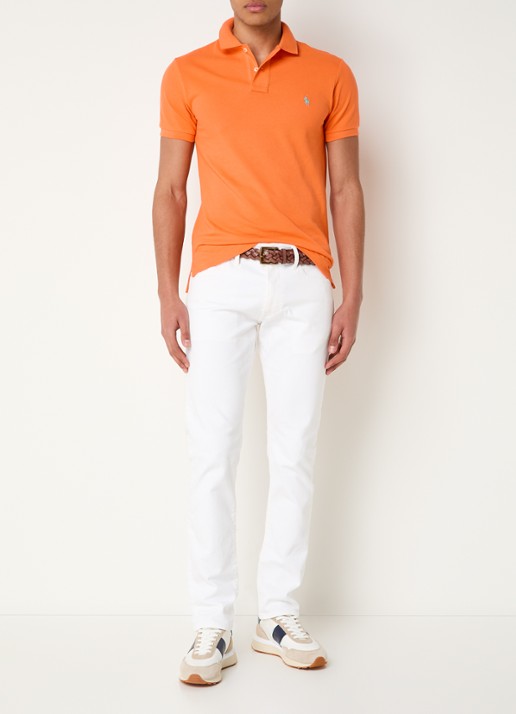 Ralph Lauren Slim fit polo van piqué katoen - voorkant 3 spring melon - oranje