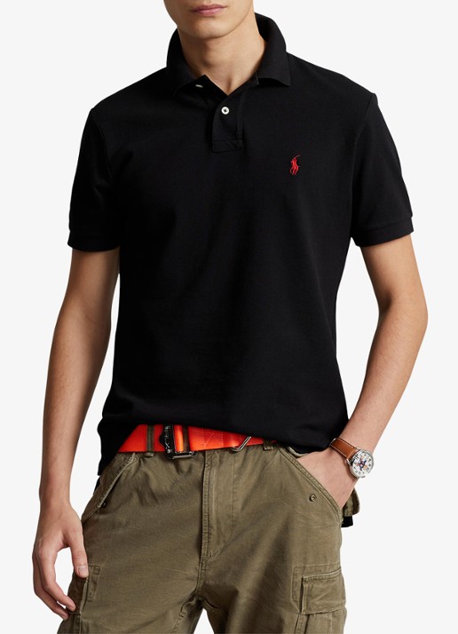 Ralph Lauren Slim fit polo van piqué katoen - detail 8 polo black/c3870