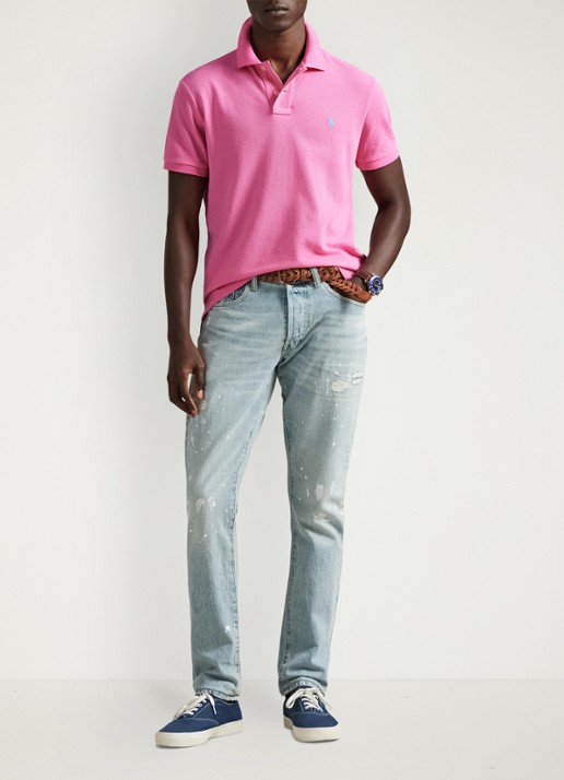 Ralph Lauren Slim fit polo van piqué katoen - voorkant 5 baja pink/c6995-zyvc