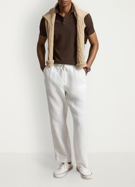 Ralph Lauren Slim fit polo van piqué katoen - detail nutmeg brown / bruin