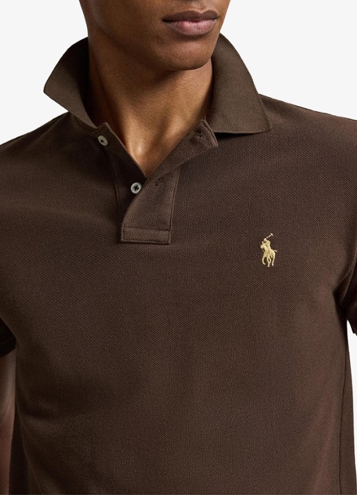 Ralph Lauren Slim fit polo van piqué katoen - detail 2 nutmeg brown / bruin