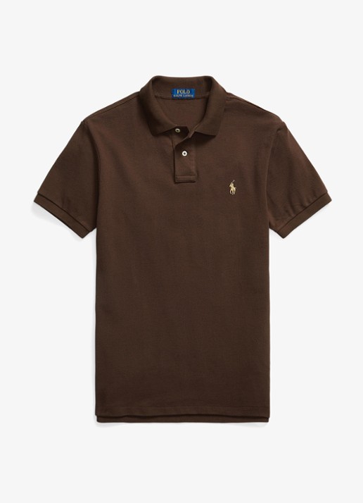 Ralph Lauren Slim fit polo van piqué katoen - voorkant 3 nutmeg brown / bruin