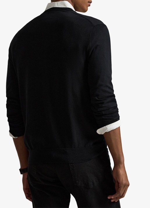 Ralph Lauren Slim fit pullover met logoborduring - achterkant 3 polo black / zwart