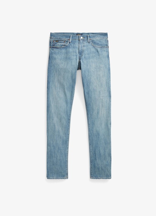 Ralph Lauren Slim leg jeans met lichte wassing - voorkant robinson / lichtblauw