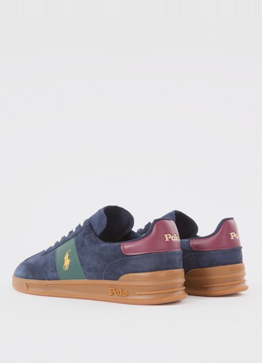 Ralph Lauren Sneaker van suède met logo - achterkant donkerblauw