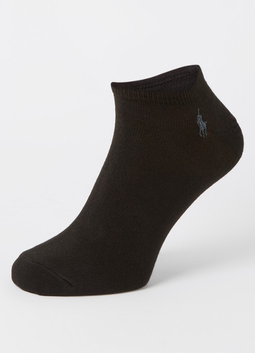 Ralph Lauren Sneakersokken met logoborduring in 3-pack - detail zwart