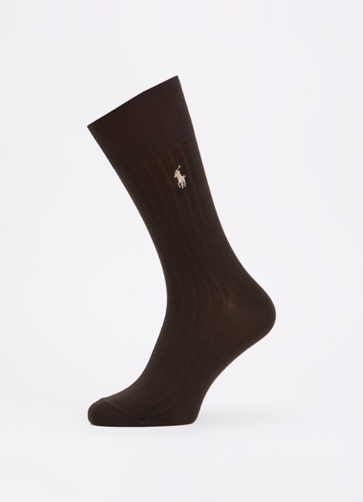 Ralph Lauren Sokken met logoborduring in 2-pack  - detail donkerbruin