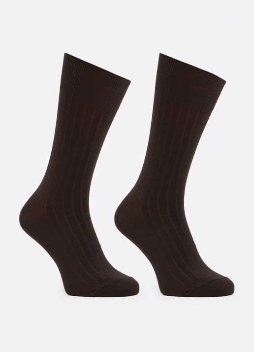 Ralph Lauren Sokken met logoborduring in 2-pack  - voorkant 2 donkerbruin