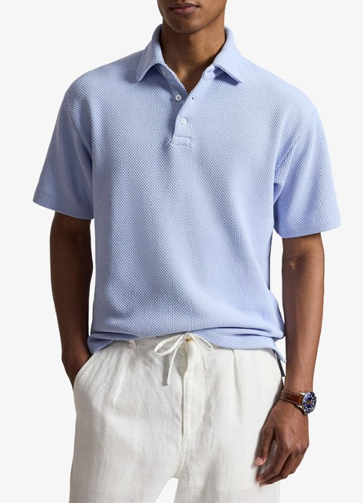 Ralph Lauren Standard fit polo van piqué katoen - voorkant 3 pebble blue / blauw