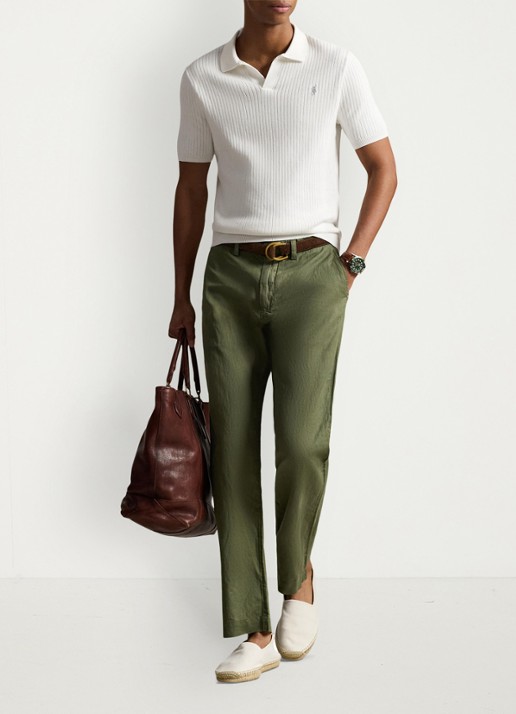 Ralph Lauren Straight fit chino in linnenblend - voorkant 5 garden trail-30z6