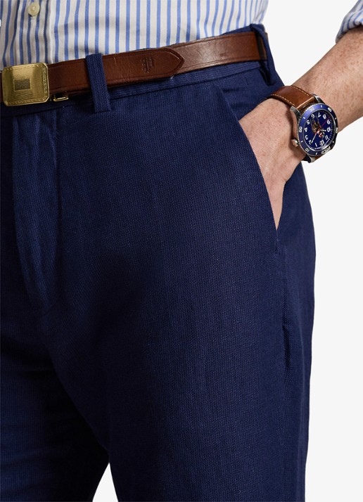 Ralph Lauren Straight fit chino in linnenblend - detail 3 newport navy minihoundsto