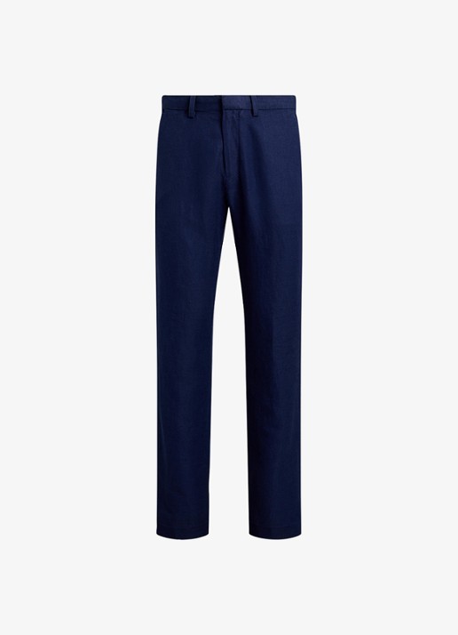 Ralph Lauren Straight fit chino in linnenblend - voorkant 4 newport navy minihoundsto