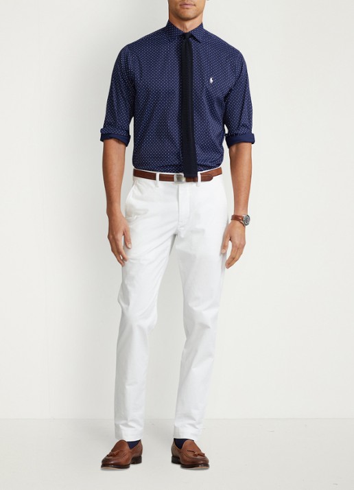 Ralph Lauren Straight fit chino met steekzakken - voorkant 3 ceramic white / wit