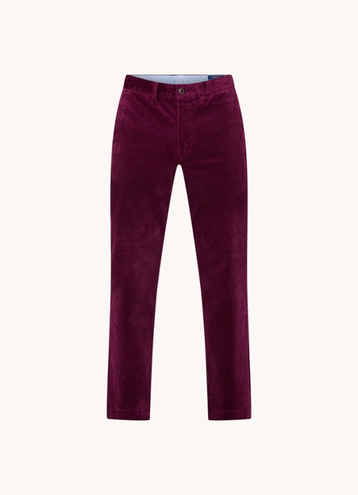 Ralph Lauren Straight fit chino van corduroy met stretch - voorkant 2 aubergine