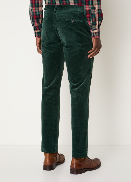 Ralph Lauren Straight fit chino van corduroy met stretch - achterkant donkergroen