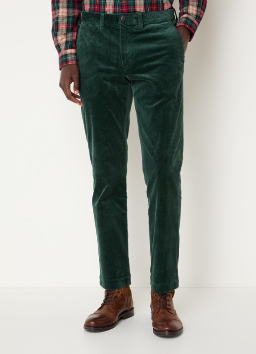 Ralph Lauren Straight fit chino van corduroy met stretch - detail 2 donkergroen