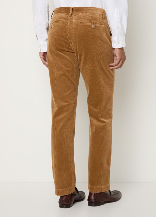 Ralph Lauren Straight fit chino van corduroy met stretch - achterkant camel