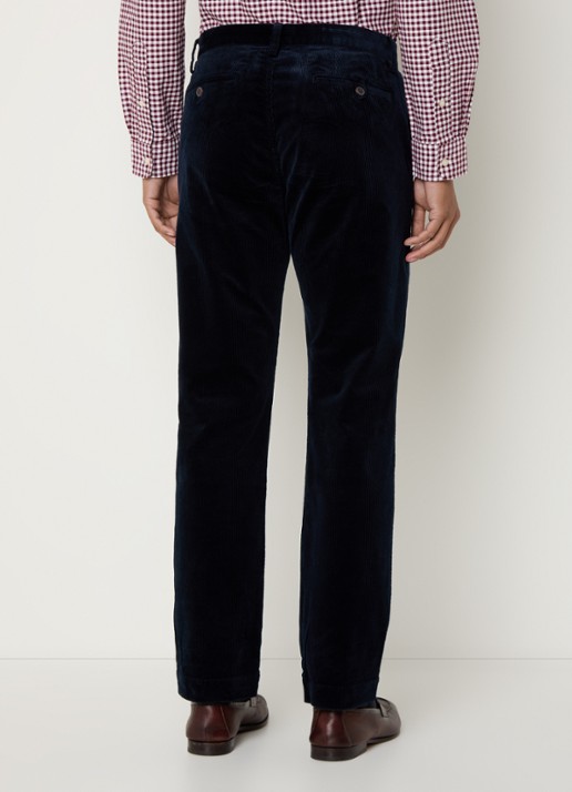 Ralph Lauren Straight fit chino van corduroy met stretch - achterkant 3 donkerblauw