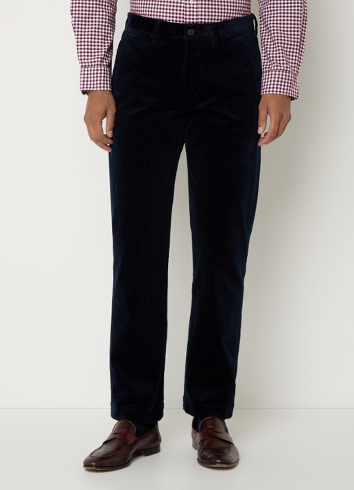 Ralph Lauren Straight fit chino van corduroy met stretch - detail 4 donkerblauw