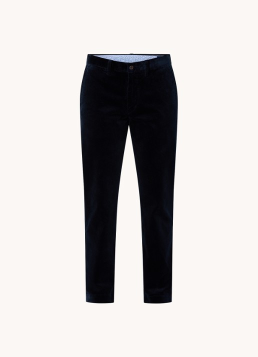 Ralph Lauren Straight fit chino van corduroy met stretch - voorkant donkerblauw