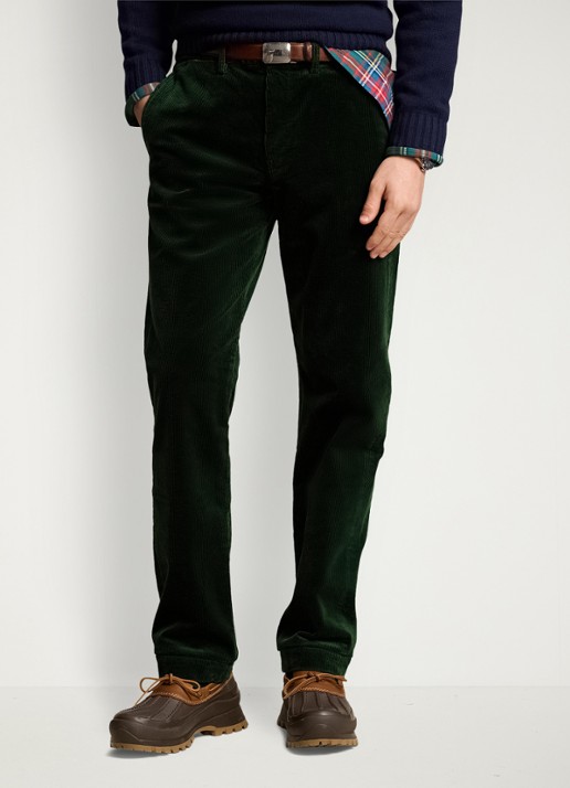 Ralph Lauren Straight fit chino van corduroy met stretch - detail 3 college green / donkergroen