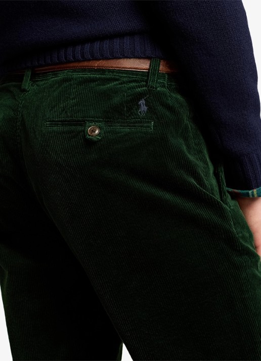 Ralph Lauren Straight fit chino van corduroy met stretch - detail 4 college green / donkergroen