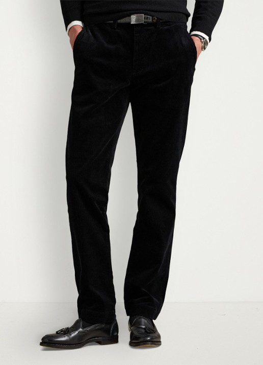 Ralph Lauren Straight fit chino van corduroy met stretch - detail polo black / zwart