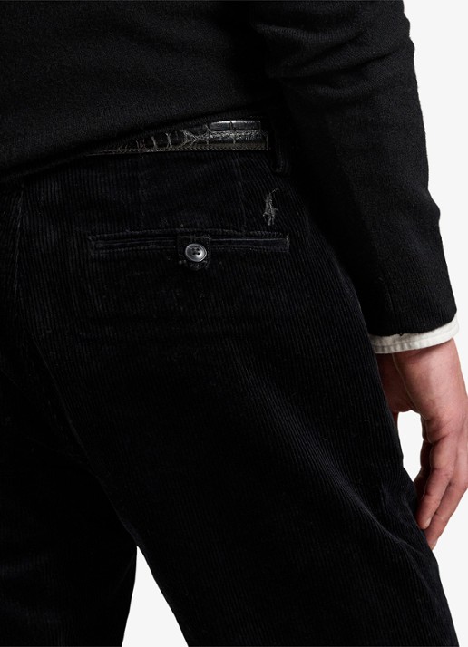 Ralph Lauren Straight fit chino van corduroy met stretch - detail 2 polo black / zwart