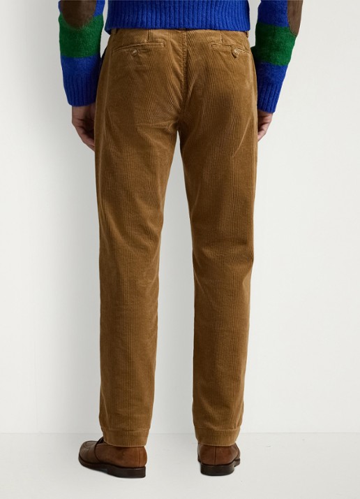 Ralph Lauren Straight fit chino van corduroy met stretch - achterkant golden brown / khaki