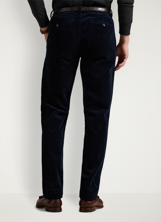 Ralph Lauren Straight fit chino van corduroy met stretch - achterkant 5 aviator navy / donkerblauw