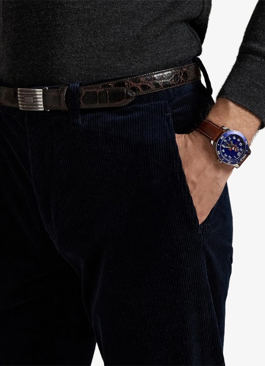 Ralph Lauren Straight fit chino van corduroy met stretch - detail 4 aviator navy / donkerblauw