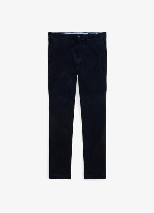 Ralph Lauren Straight fit chino van corduroy met stretch - voorkant aviator navy / donkerblauw