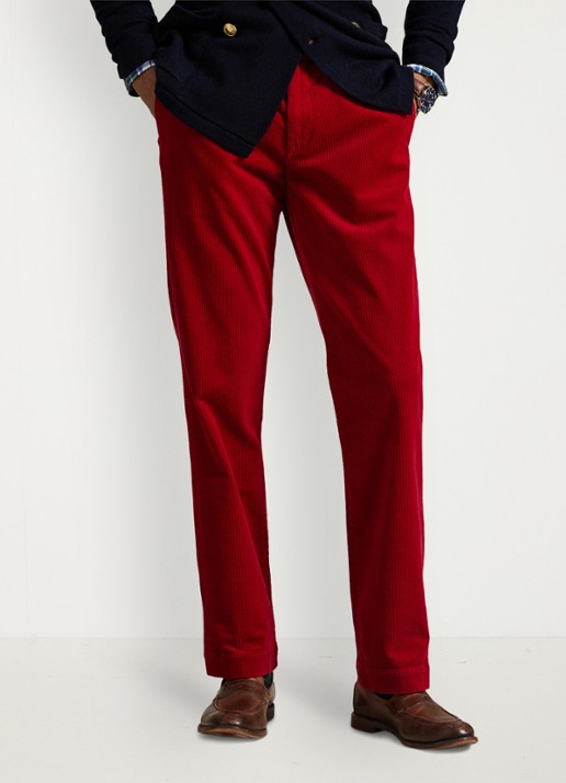 Ralph Lauren Straight fit chino van corduroy met stretch - detail ralph red x-42x9 / rood